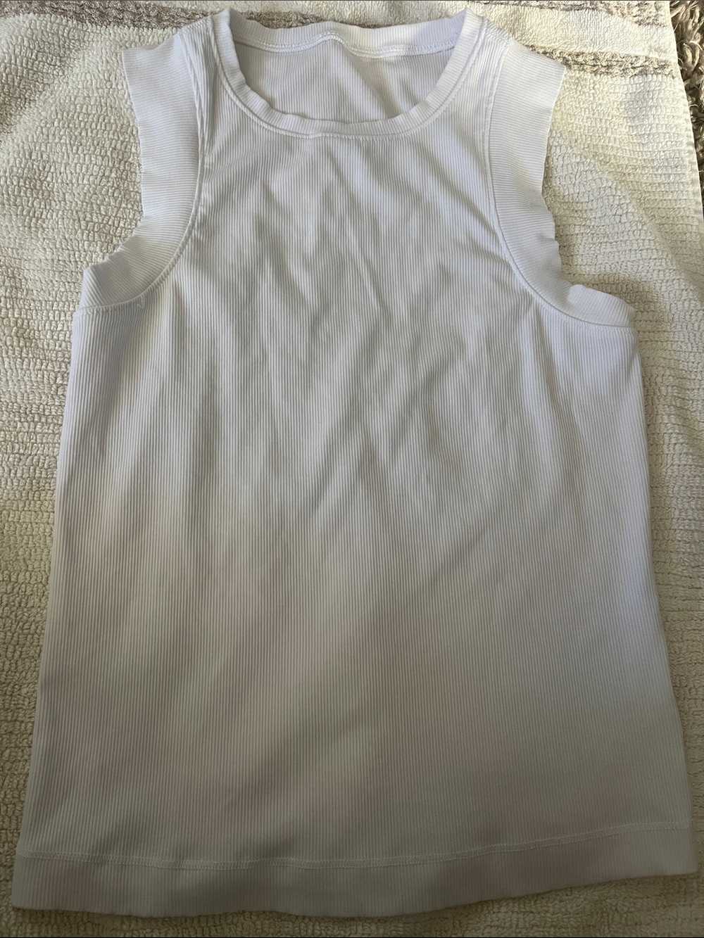 Vuori White Ribbed Tank Top